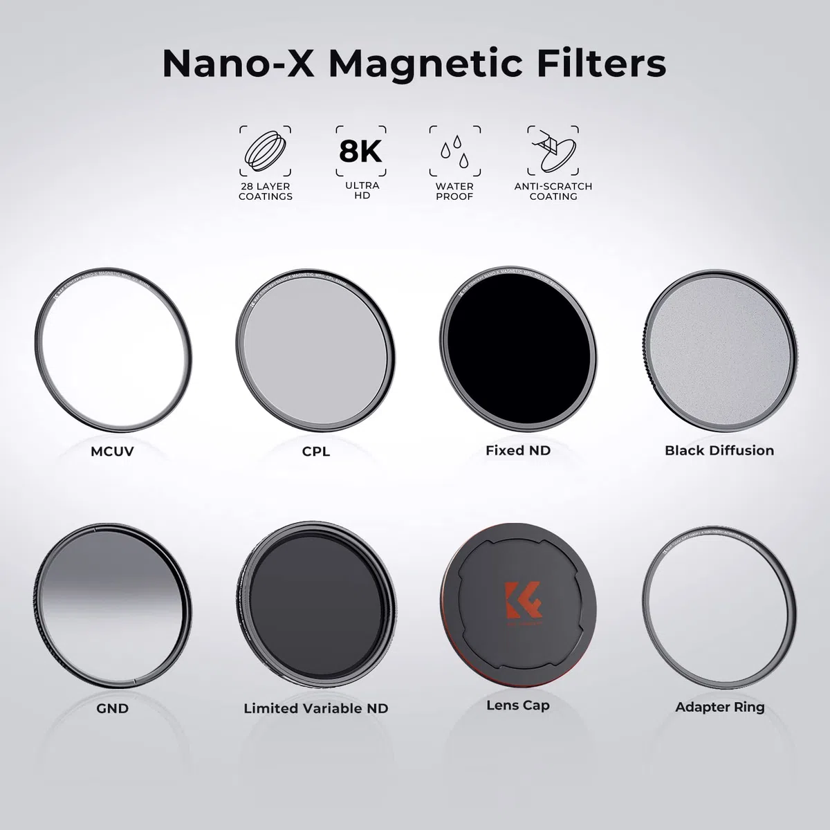 K&F CONCEPT Nano-Xcel 49mm Magnetico Filtro di Protezione, Filtri UV con Copriobiettivo Magnetico, UV Filter in Vetro Ottico con 28 Strati Nano Rivestimenti