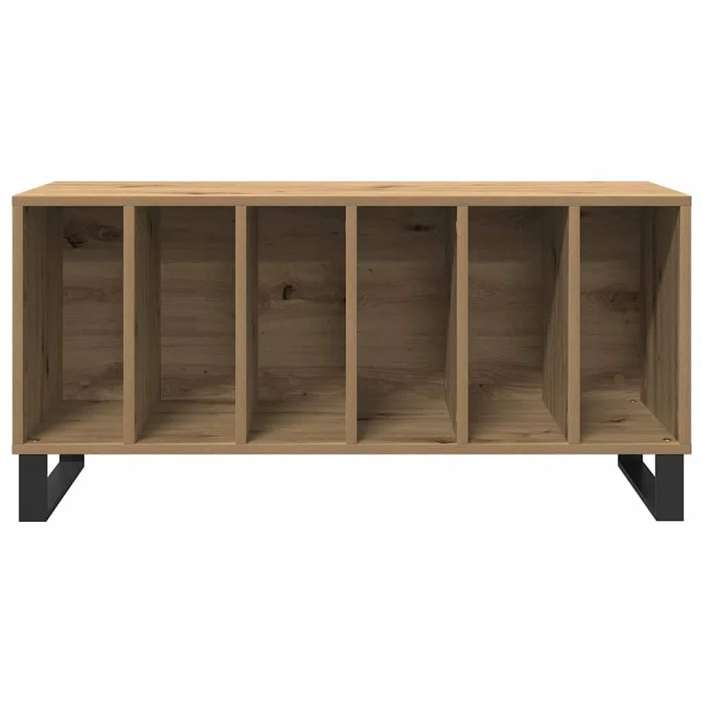 Armadietto per dischi in rovere Artisan, 100 x 38 x 48 cm | Armadio multimediale retrò per soggiorno realizzato in legno resistente con 6 scomparti aperti per LP.