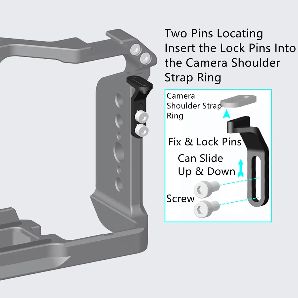 Gabbia ZV-E10 II, gabbia per fotocamera Alpha ZV-E10 ii/ZVE10 ii, con blocco tracolla per fotocamera e morsetti per cavi HDMI/SDI/USB-A/USB-C/Type-C, supporto cavo di diametro 2 ~ 6 mm