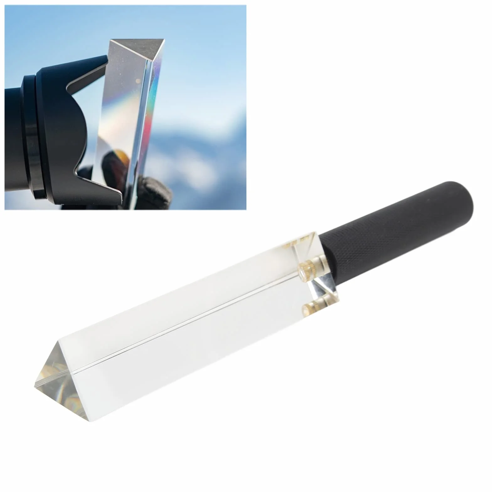 Prisma Triangolare in Vetro Ottico da 5 Pollici con Mini Impugnatura, Prisma Fotografico Colorato, Cubo Prisma Ottico, per Fisica dello Spettro Luminoso, Fotografia