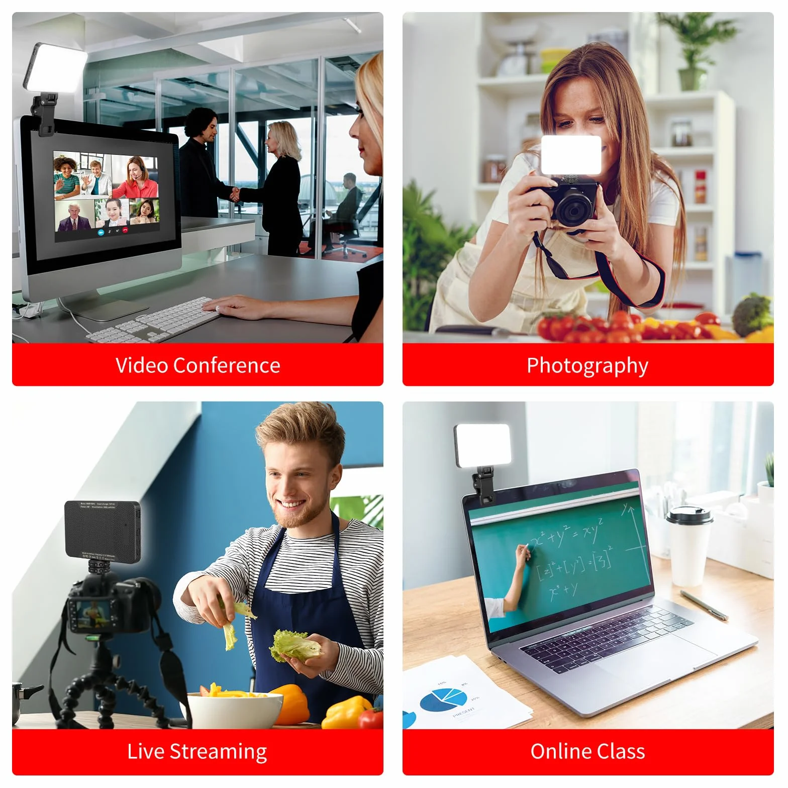 Newmowa Selfie Light, luce ricaricabile con clip per telefono con sensore di luce intelligente per telefono/laptop/fotocamera, 3 modalità di illuminazione per TikTok/trucco/Selfie/videoconferenza