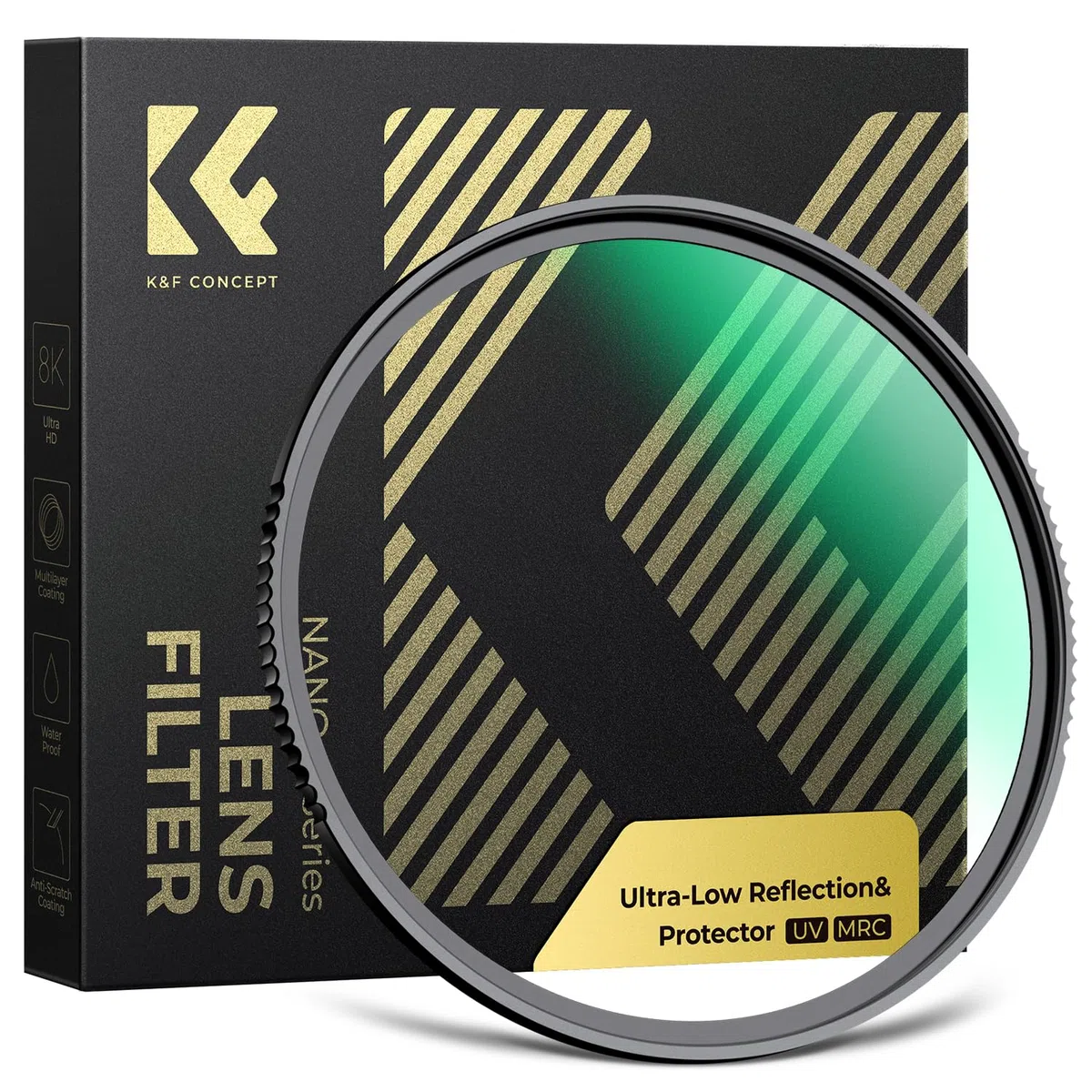 K&F CONCEPT 55mm Filtro UV Riflessione Ultrabassa & 9H Ultra-Duro con Un Panni di Puliziaper per Obiettivo Fotocamera, Protezione Ultravioletti, Vetro Ottico con 28 Strati Nano Rivestimento