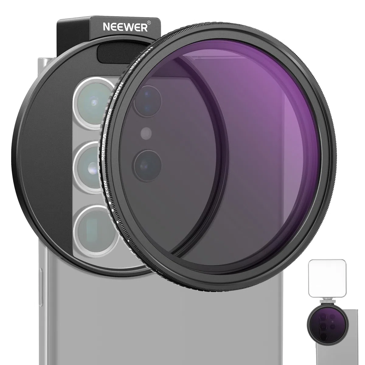NEEWER Kit 67mm Filtri ND2-ND32 Variabile per Lenti Telefono, Phone Clip con Cold Shoe, Filtro ND Variabile HD per iPhone 17 16 15 Pro Max 14 13 Galaxy S24 S25 Ultra