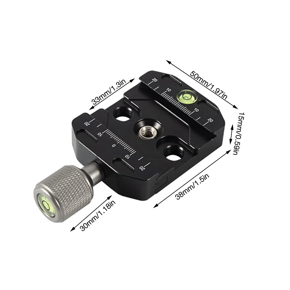 50mm Piastra Sgancio Rapido, Arca Swiss Clamp con Vite da 1/4-3/8 Adattatore, Piastra di sgancio rapido in metallo Morsetto QR per testa a sfera del treppiede