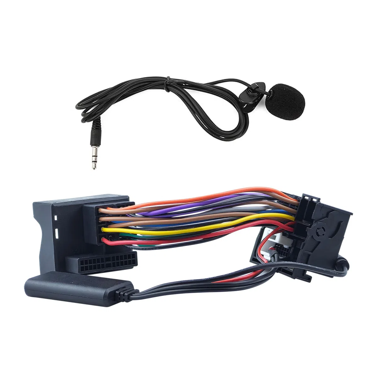 Flylin - Adattatore Bluetooth AUX per musica, cavo modulo AUX IN Bluetooth a 12 pin con microfono, microfono vivavoce compatibile con autoradio Volkswagen Skoda RCD210 RCD310 RCD510 RNS510