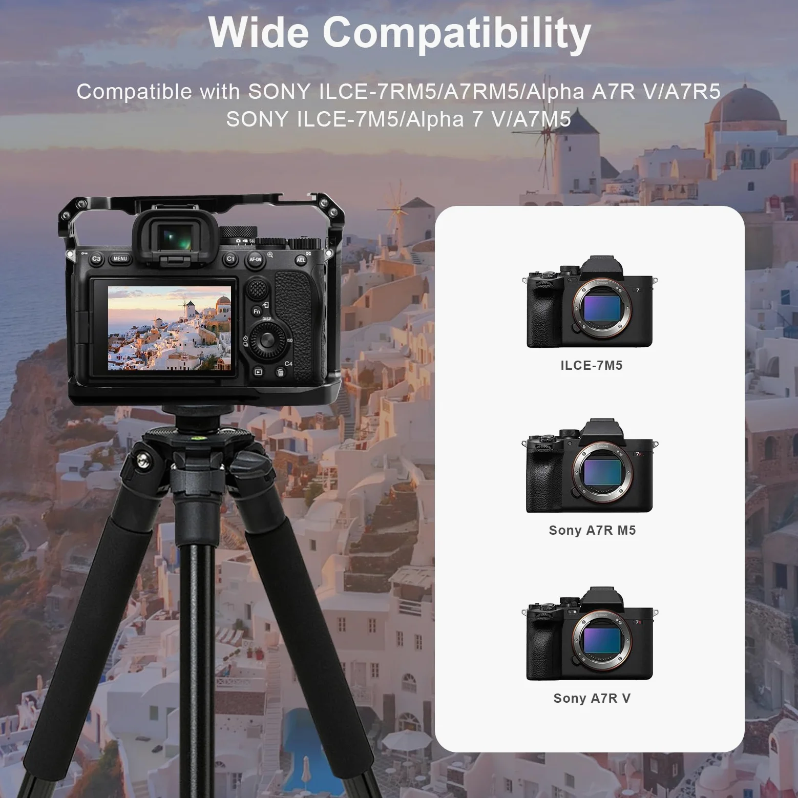 ILCE-7RM5/A7RM5/A7R5 Gabbia per fotocamera, Alpha A7R V Cage con attacco Cold Shoe per ARCA e compatibile con interfaccia ARRI 3/8" e per filmmaking o Vlog