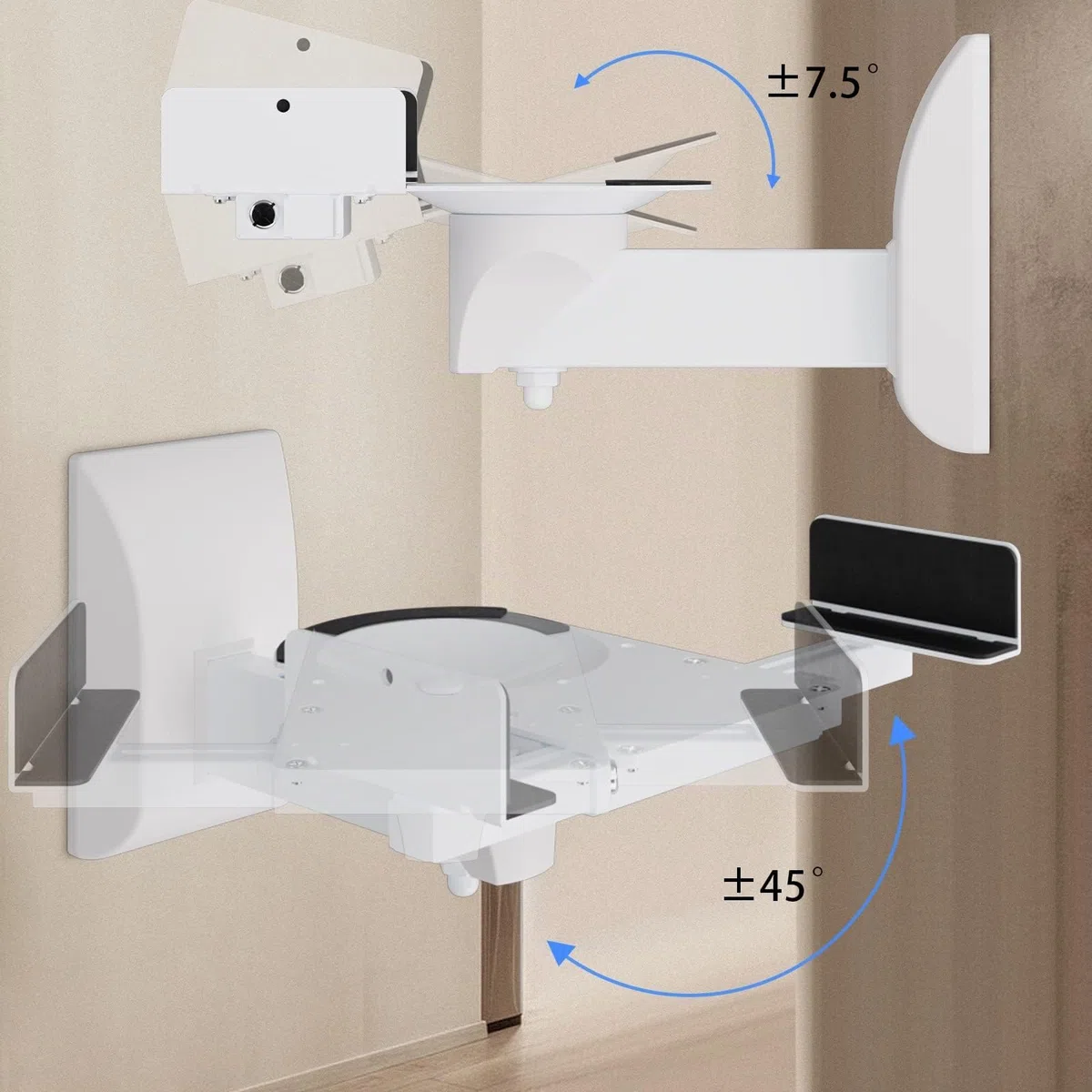 Suptek 2 supporti universali per altoparlanti Bose/Edifier/Hivi/JBL/Sony, 25 kg di carico, inclinazione e rotazione - SPM201 W