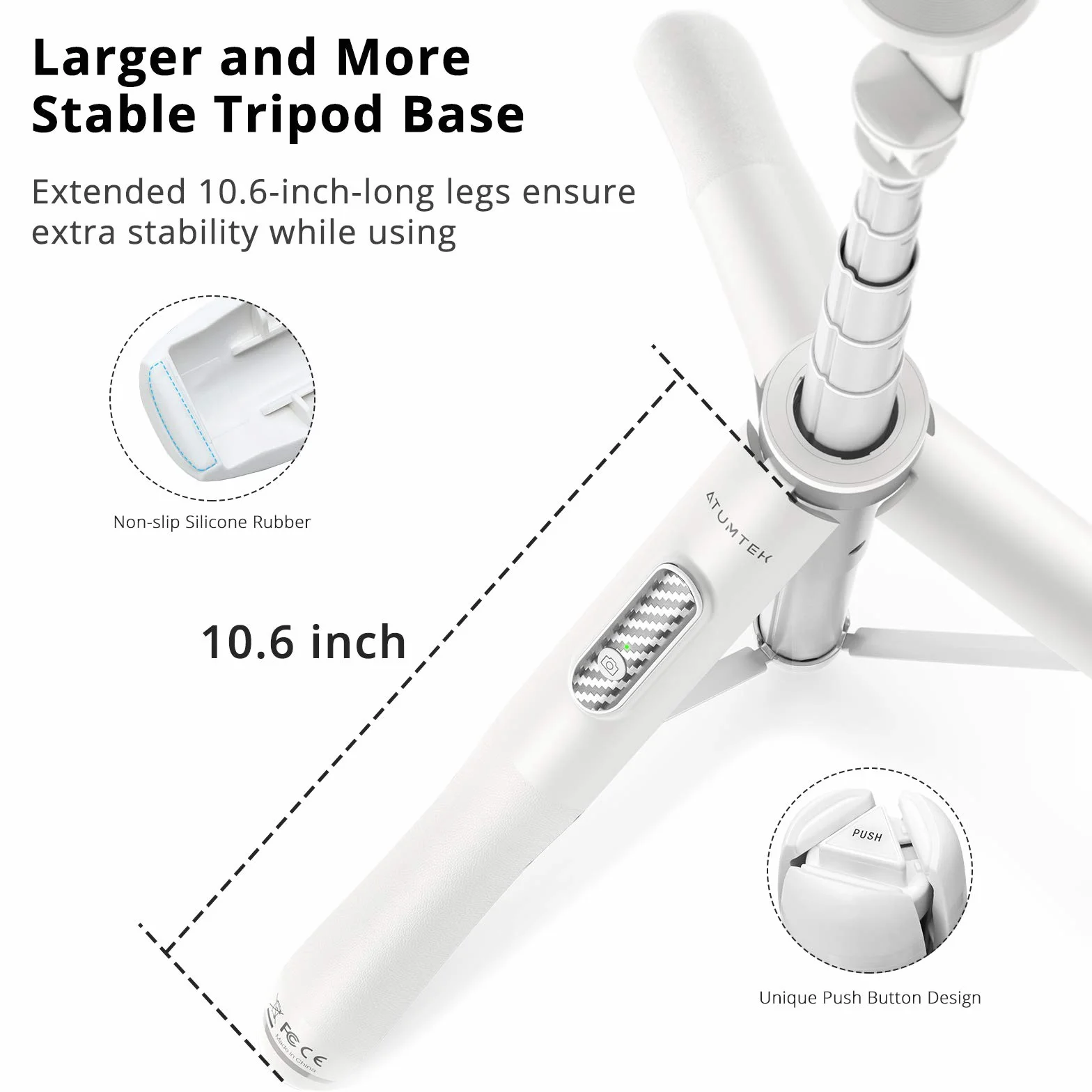 ATUMTEK 51'' Asta Selfie Treppiede Selfie Stick con Alluminio Resistente e Piedi Antiscivolo Treppiede Smartphone TikTok per iPhone e Android, Registrazione Video, Blogage, Live Streaming