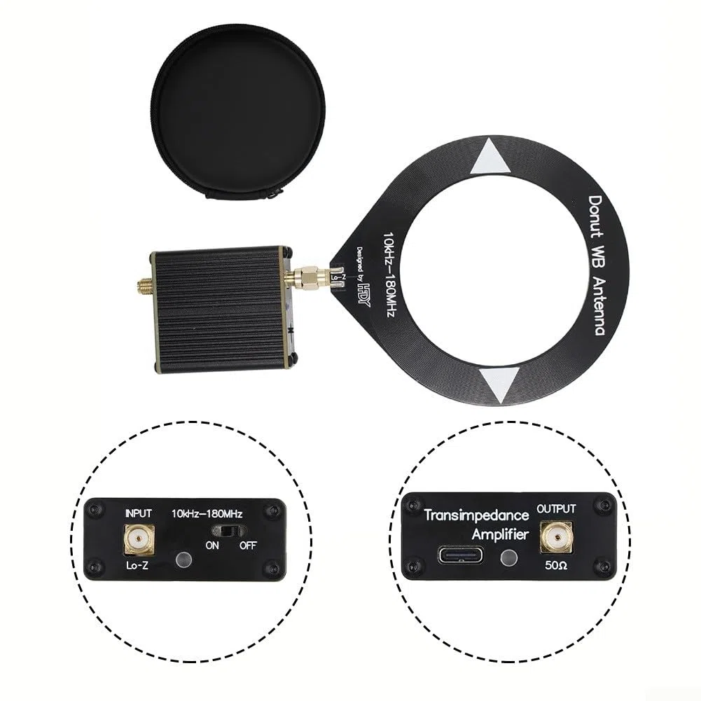 SPORTARC Donut AM MW/SW Antenna, mini antenna portatile ad anello 10kHz-180MHz per HFDY Malahiteam HF onda media con convertitore a bassa impedenza, 08KZLC61UB3GM5J07I802Y5854H1E