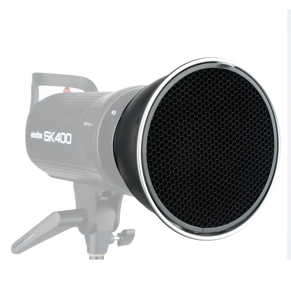 Bowens Mount - Diffusore a riflettore standard da 7 pollici, con griglia a nido d'ape, con panno morbido in 6 colori, per Bowens Mount Lamp (standard riflettente + 20° / 40° / 60°)