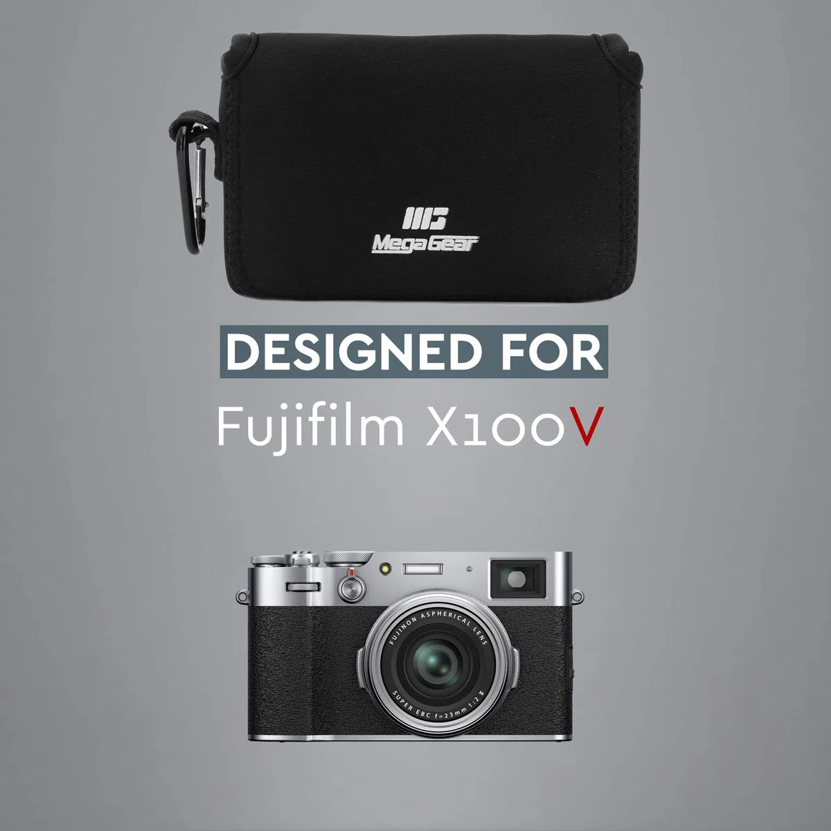 MegaGear MG1896 - Custodia ultra leggera in neoprene, compatibile con Fujifilm X100V, colore: Nero