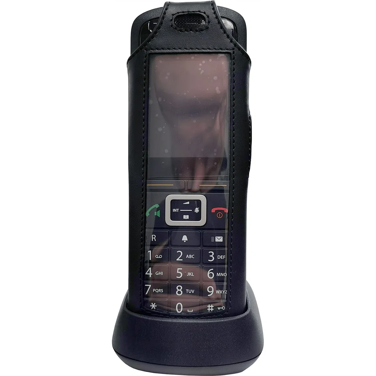 Custodia in pelle con clip per cintura in acciaio per Gigaset R700H e Unify R6