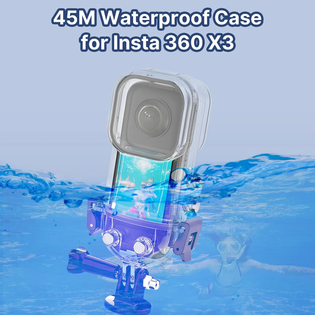 Custodia Subacquea Invisibile per Action Camera X3 Custodia Subacquea per Custodie Fotografiche X3 Cover con Staffa, Impermeabile Fino a 45 M