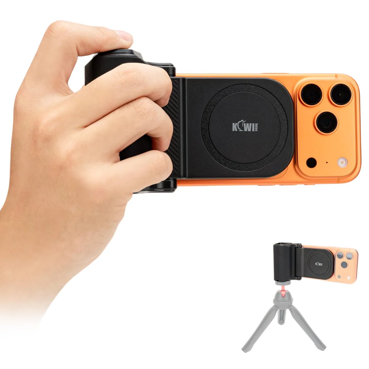 Kiwifotos per iPhone Magsafe Supporto per Fotocamera con Manico Magnetico e Telecomando Bluetooth per iPhone 17 16 15 14 Pro Max Samsung S26 S25 Smartphone Vlog Ripresa Video (Treppiede NON Incluso)