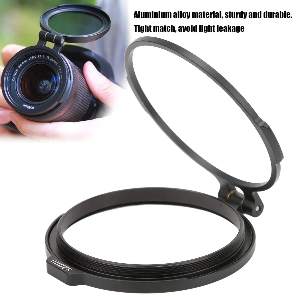 Supporto del Filtro Dell'obiettivo, 49MM 58MM 67MM 72MM 77MM 82MM Staffa di Vibrazione del Filtro Dell'obiettivo della Fotocamera, Compatibile con la Maggior Parte degli Obiettivi Grandangolari,(82MM)