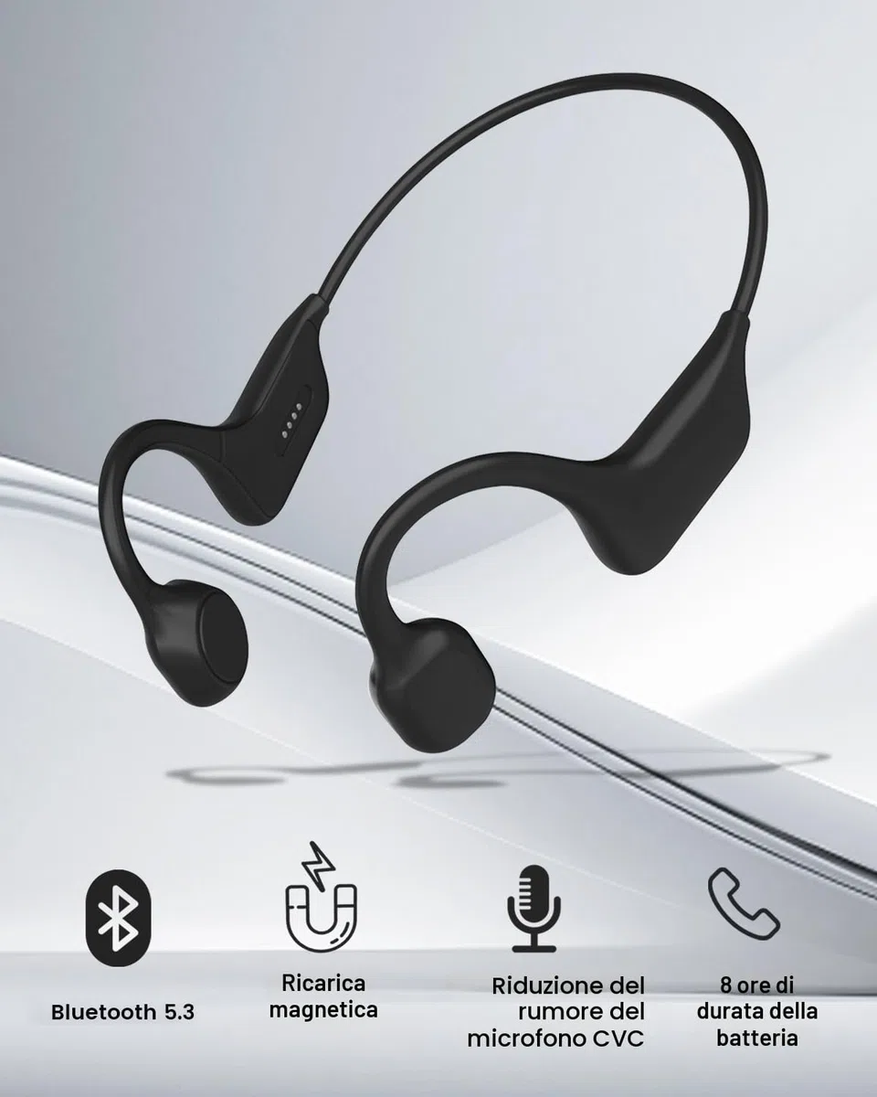SANOTO Cuffie Conduzione Ossea Open Ear Auricolari Bluetooth 5.3 Ossea Auricolari Conduzione Ossea Wireless IPX7 Cuffie Sport Impermeabili e Antisudore Adatte per Corsa Ciclismo Fitness Ufficio