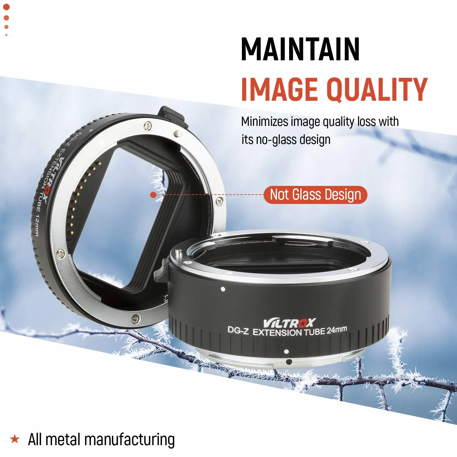 VILTROX DG-Z - Set di anelli adattatore per obiettivo macro con tubo di prolunga automatico (12 mm + 24 mm), supporto TTL e AE, per fotocamere Nikon Z Mount Z6 Z7 Z50