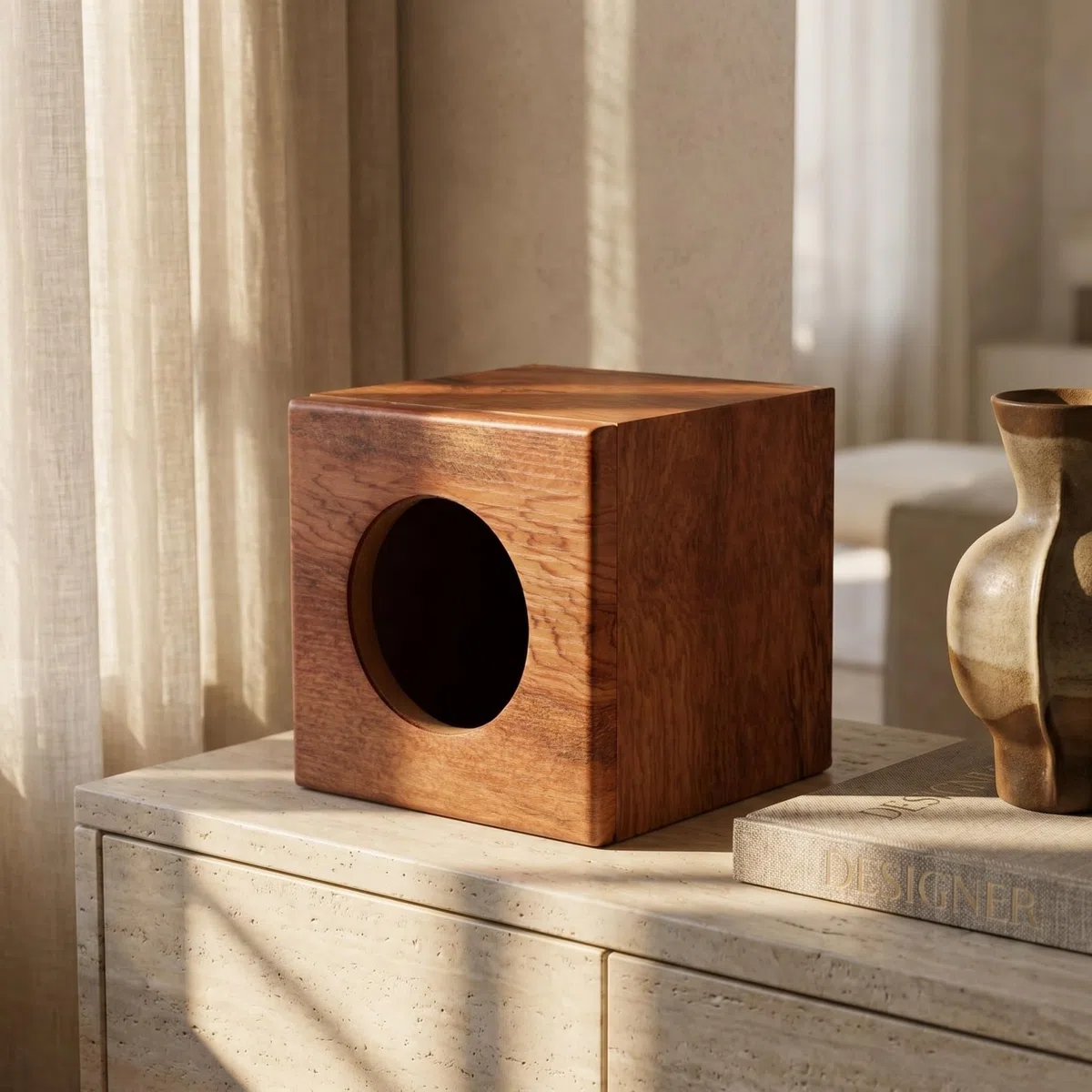 Ganazono Cassa Acustica in Legno Con Finitura Elegante Cachi Scatola Audio Vuota Resistente Per Altoparlanti Auto E Subwoofer Per Camion Migliora Stabilità Sonora E Qualità Audio in Viaggi