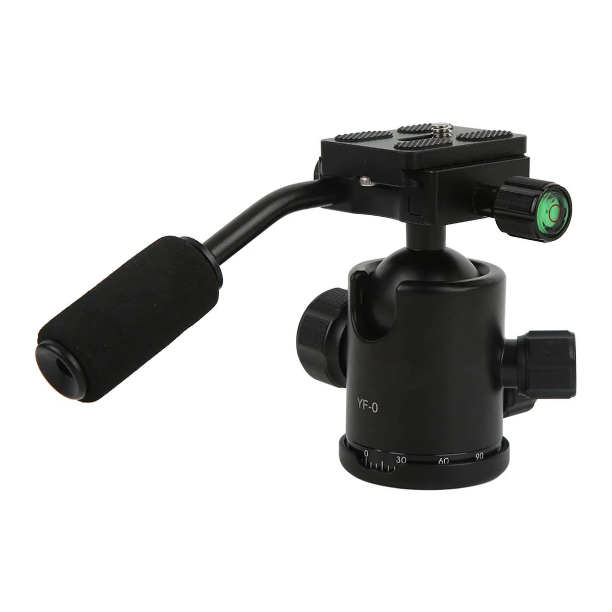 Testa del treppiede, piastra a sgancio rapido 3 manopole di regolazione 1/4 "testa della fotocamera 3/8" per sparare