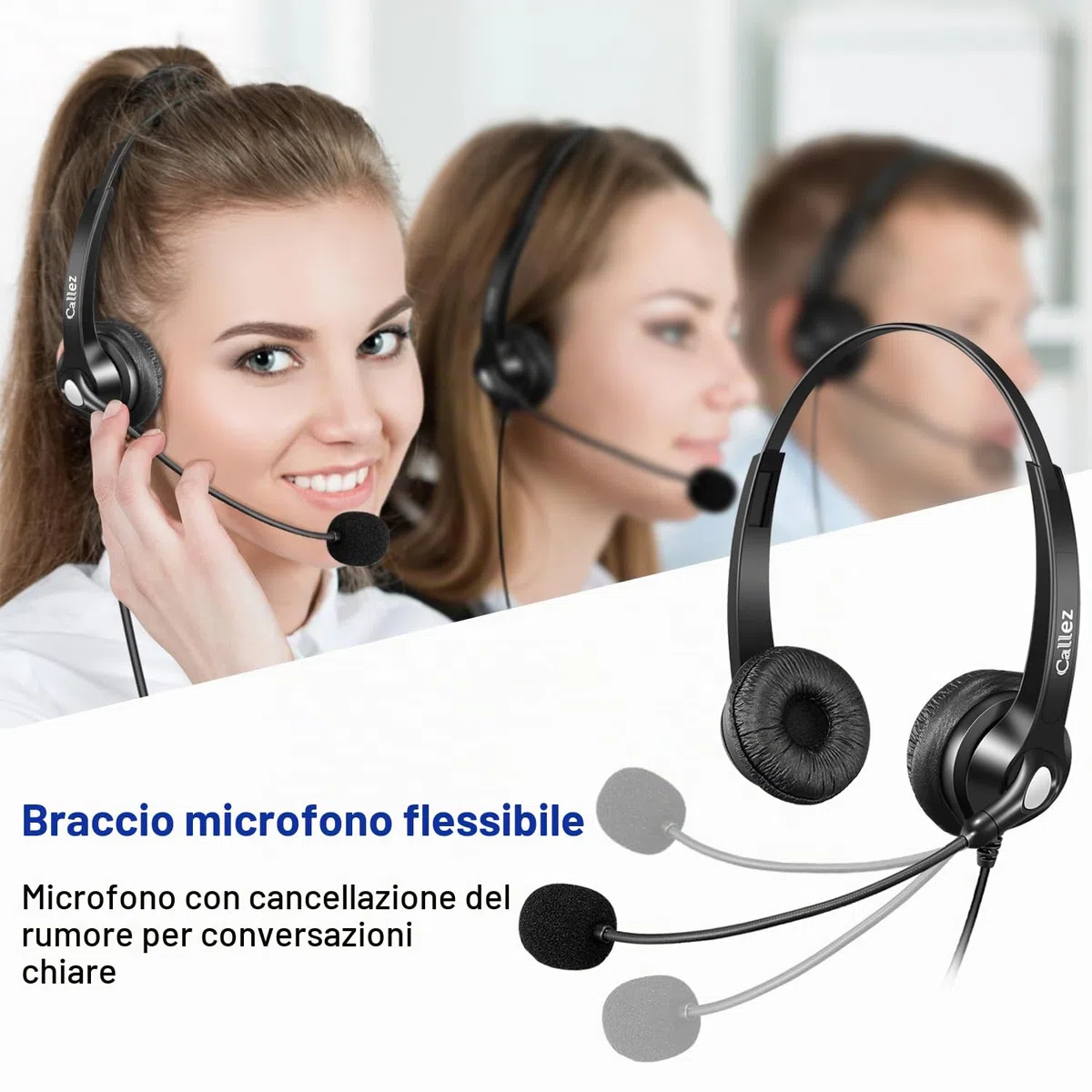 Cuffie Telefono Fisso RJ9 con Microfono a Cancellazione del Rumore, Auricolare Telefonica per Cisco 7821 7975G 7861 7941G 8845 8851 6851 9971, Plantronics M12 M22 Amplificatore, Call Center Ufficio