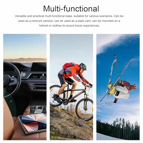 Denash Telecamera per Manubrio Bici, Registratore per Bicicletta Impermeabile 1080P, Telecamera per Sport All'aria Aperta Wi-Fi Anti-vibrazione Grandangolare da 120 Gradi