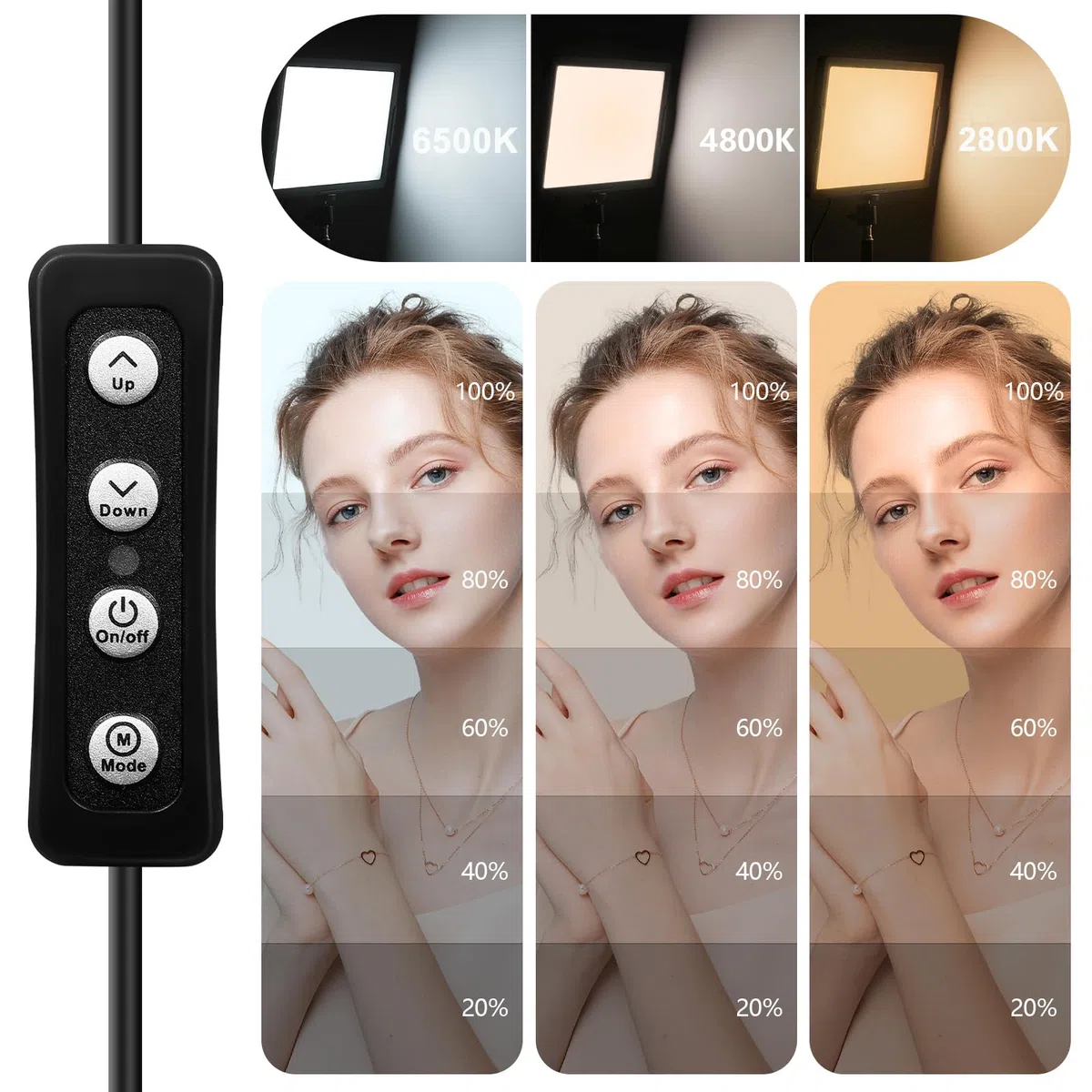 Luce Foto-video LED 2-Pack, Luce Continua Dimmerabile USB LED Bi-colore 2800-6500K, Kit di Illuminazione Fotografica 173cm con Supporto Treppiede per Studi, Registrazione Video YouTube TikTok