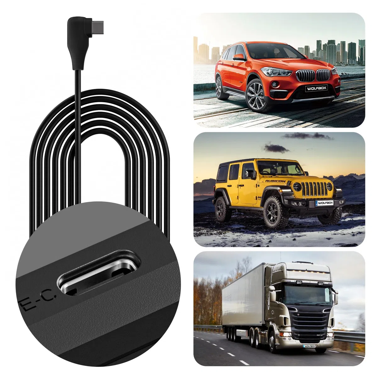 WOLFBOX Acc Hardwire Kit per G840S/G930/G850/G900/G840H, non adatto per D07, kit di cavi per auto HardWire di tipo C per fotocamere Dash con protezione da scarica della batteria