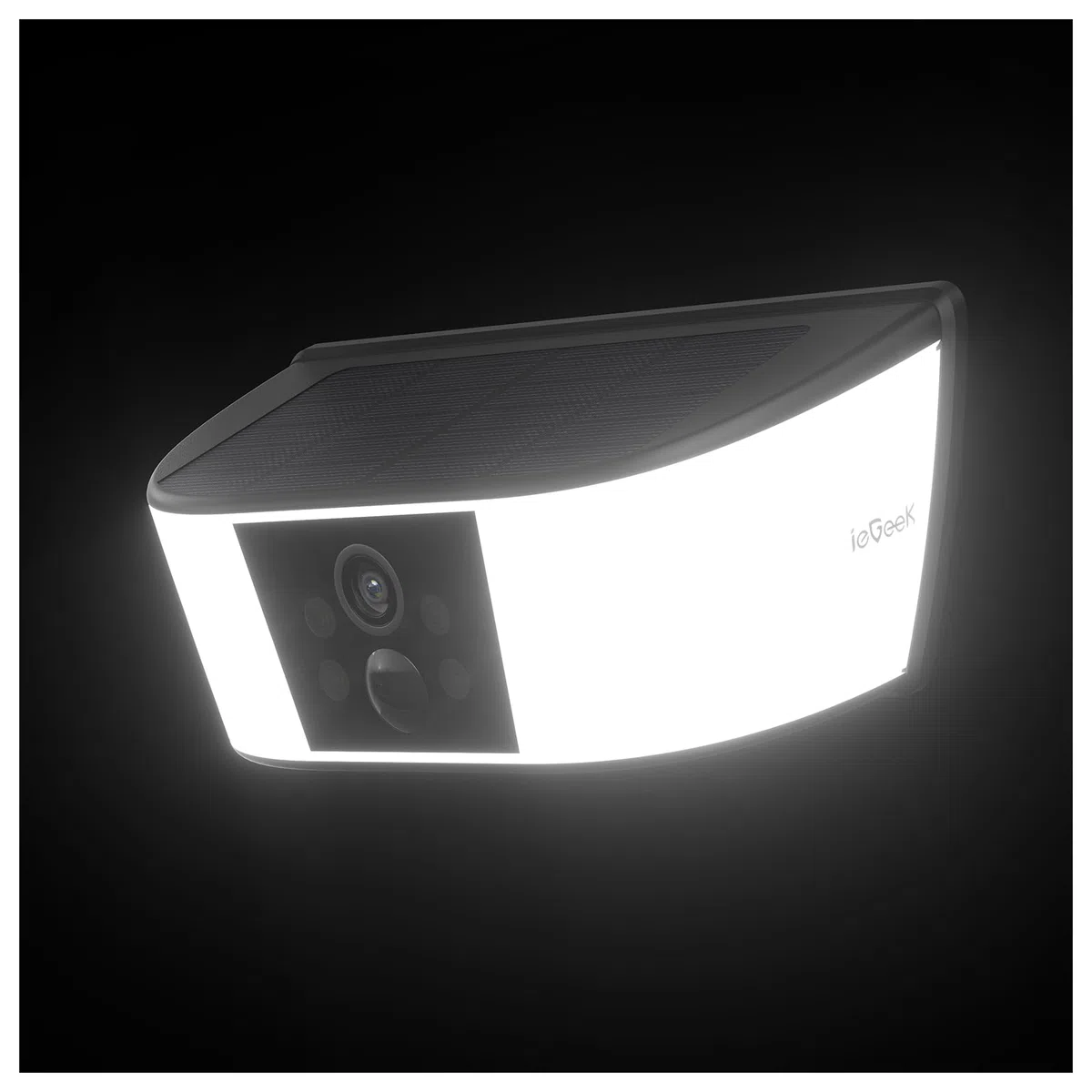 ieGeek 2K Faro Esterno con Telecamera, Luce Telecamera Wifi Esterno Senza Fili, Pannello Solare Integrato, Faretto Regolabile, Rilevamento PIR, Visione Notturna a Colori, IP65, Solo 2,4 GHz, S4