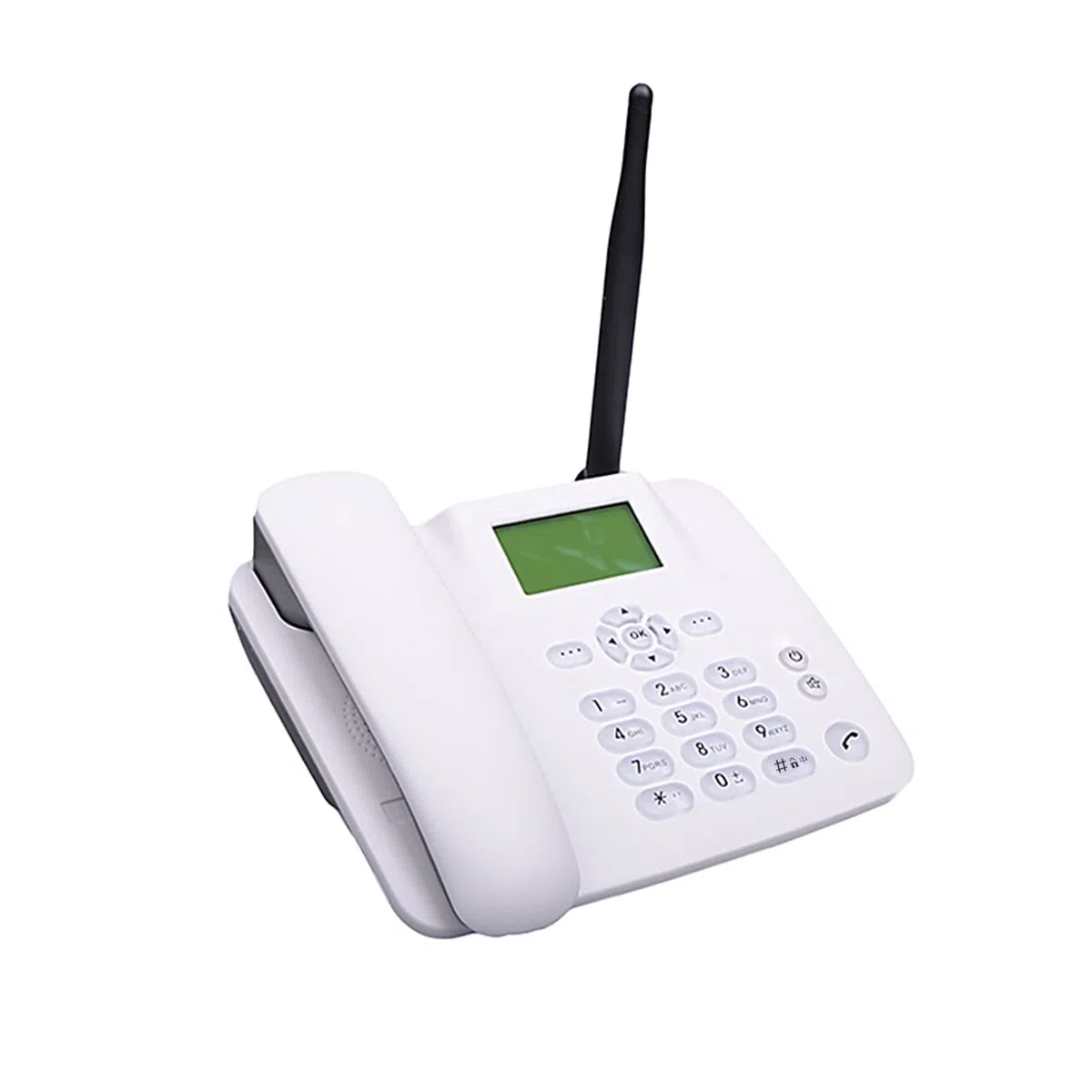 Telefono fisso senza fili 2G Supporto telefonico da tavolo GSM 850/900/1800/1900MHZ Scheda SIM Telefono cordless con antenna Radio Sveglia Funzione SMS per casa Casa Call Center Ufficio