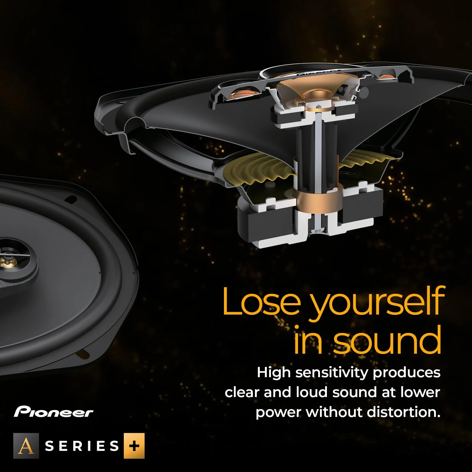 PIONEER Tweeter (450 W max. ciascuno, 100 W sinusoidali), suono potente, alta efficienza, foro di installazione da 38 mm, set con 2 altoparlanti, con adattatore per installazione ad angolo
