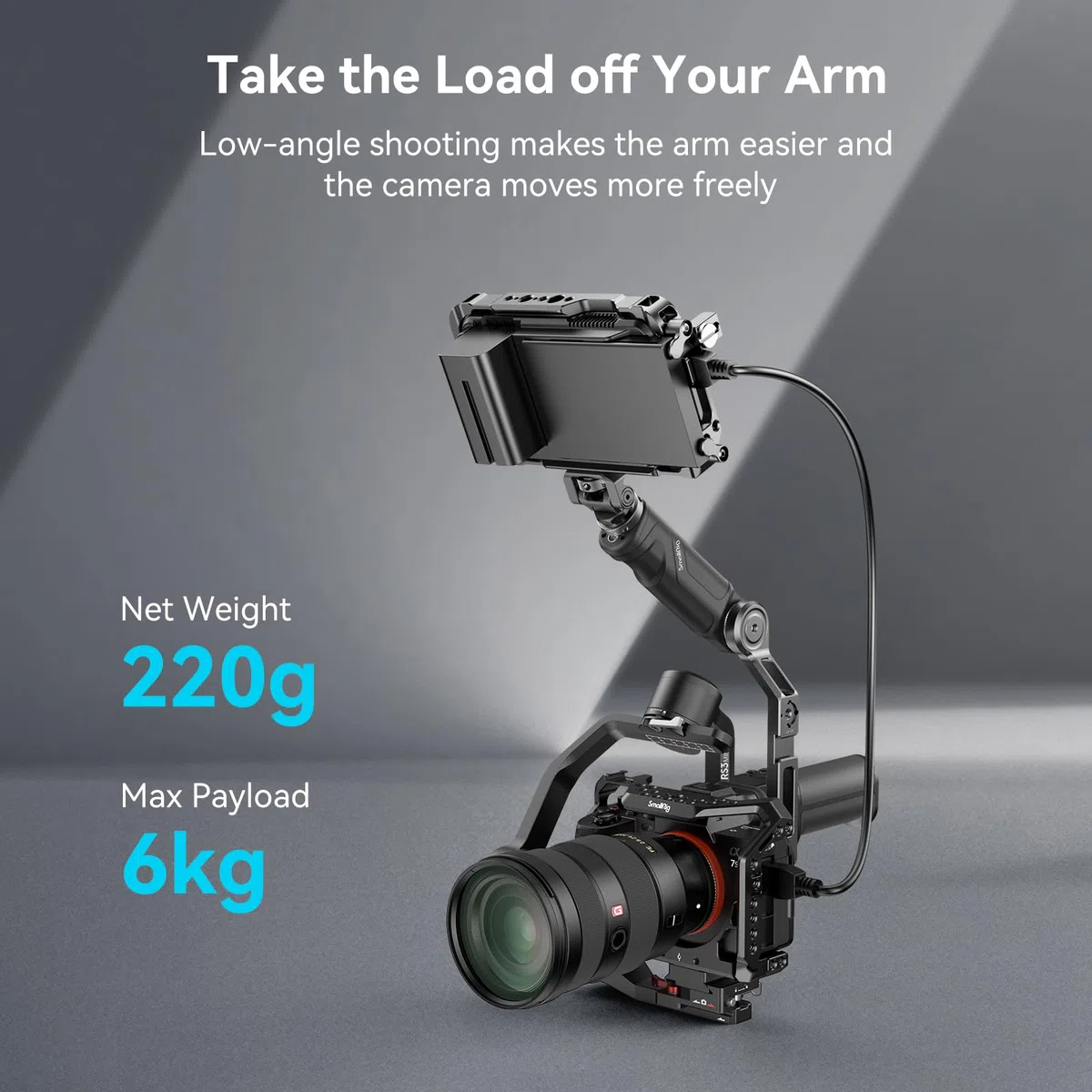 SMALLRIG Impugnatura a tracolla regolabile e leggera in plastica SOLO per stabilizzatore gimbal portatile DJI RS 3 mini/ 4 mini, con morsetto NATO a sgancio rapido - 4197B