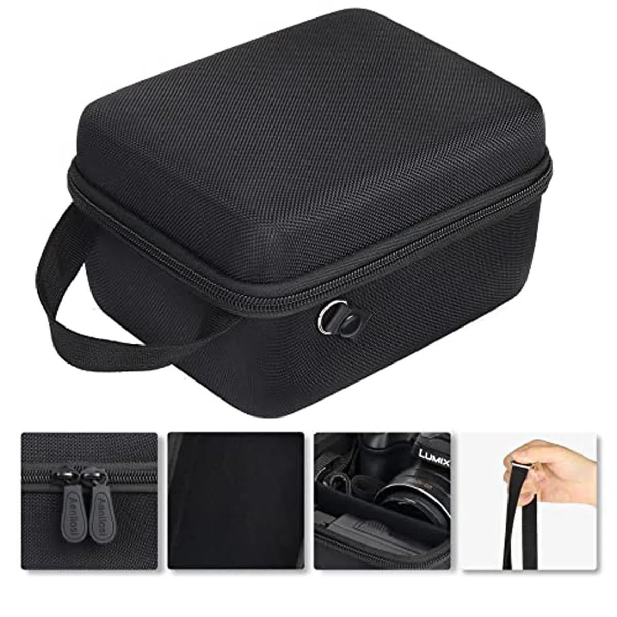Aenllosi Custodia Rigida Portatile per Panasonic Lumix FZ80D/FZ72/FZ82/FZ83 Fotocamera,Nero
