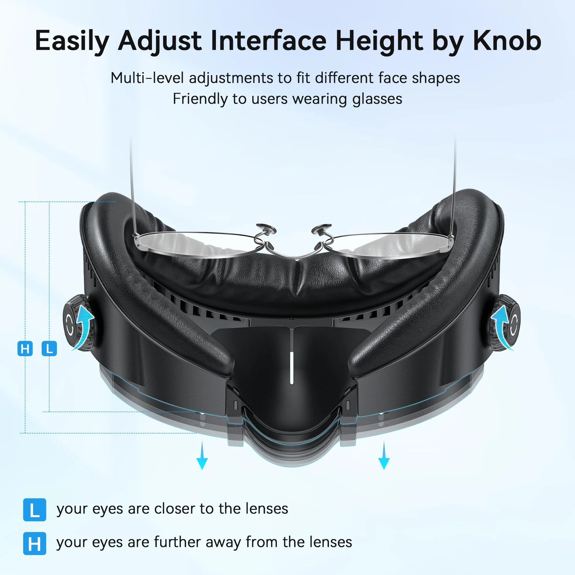 AMVR FC4 Interfaccia facciale aggiornata compatibile con gli accessori Q3, con manopola regolabile, con cuscino facciale in PU e cotone traspirante in seta di ghiaccio (migliore per l