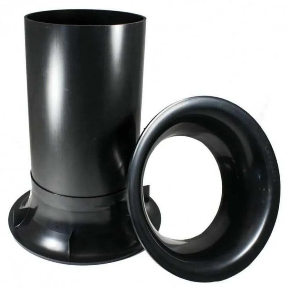 GK SOUND KIT SET PER AEROPORT, da 10 cm con 2 flange curve e tubo reflex per subwoofer, cassa, per auto, casa, spl, colore nero, 1 kit