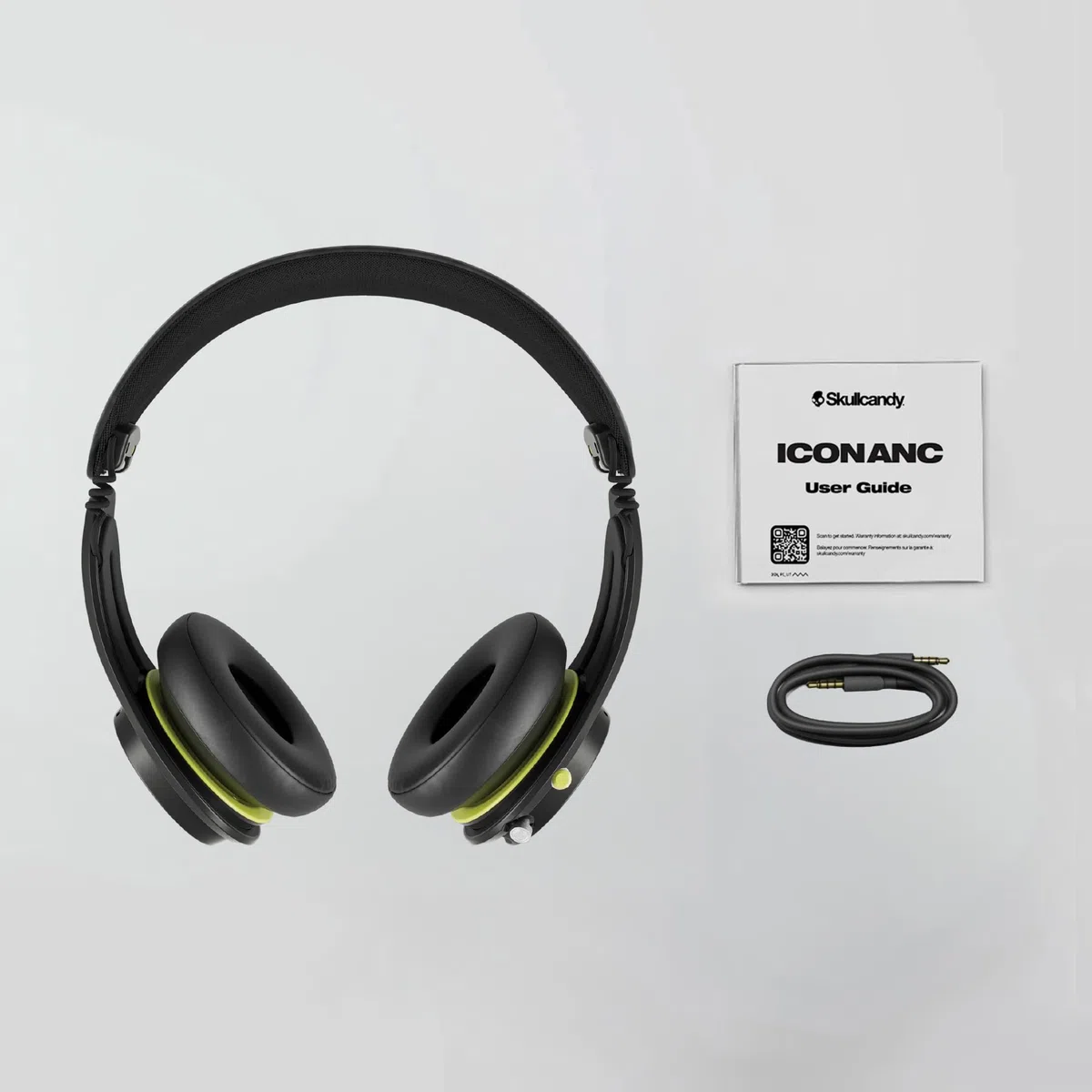 Skullcandy Icon ANC Wireless On-Ear Bluetooth Headphones, Active Noise Cancelling, Up to 60 Hours Battery, Sweat Water Resistant, Foldable and Durable, Microphone for iPhone Android - True Black