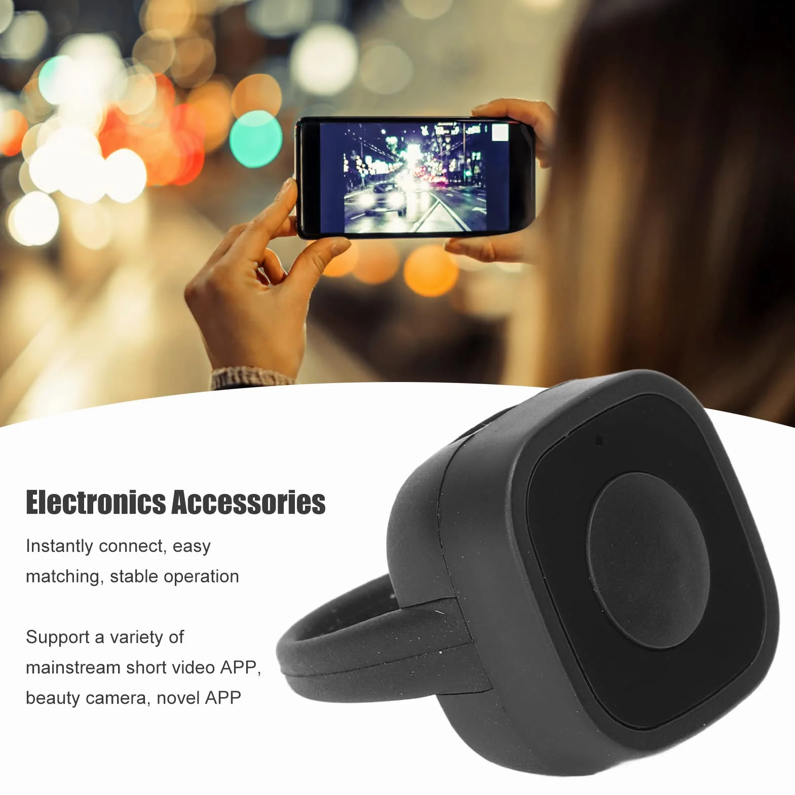 Controllo Remoto Bluetooth App Page Turner, Clicker Ad Anello di Scorrimento Remoto per la Lettura di Video TikTok, Controller con Punta delle Dita per Selfie con Otturatore della