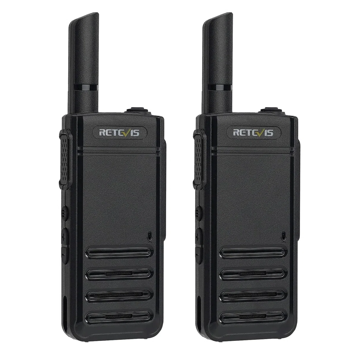 Retevis RB639 Walkie Talkie Professionali, 17mm Ultra Sottile Ricaricabile Ricetrasmittenti, 1000mAh, USB-C, Toni di Chiamata, VOX, Portatile Walkie Talkie para Tiendas (2 Pezzi, Nero)