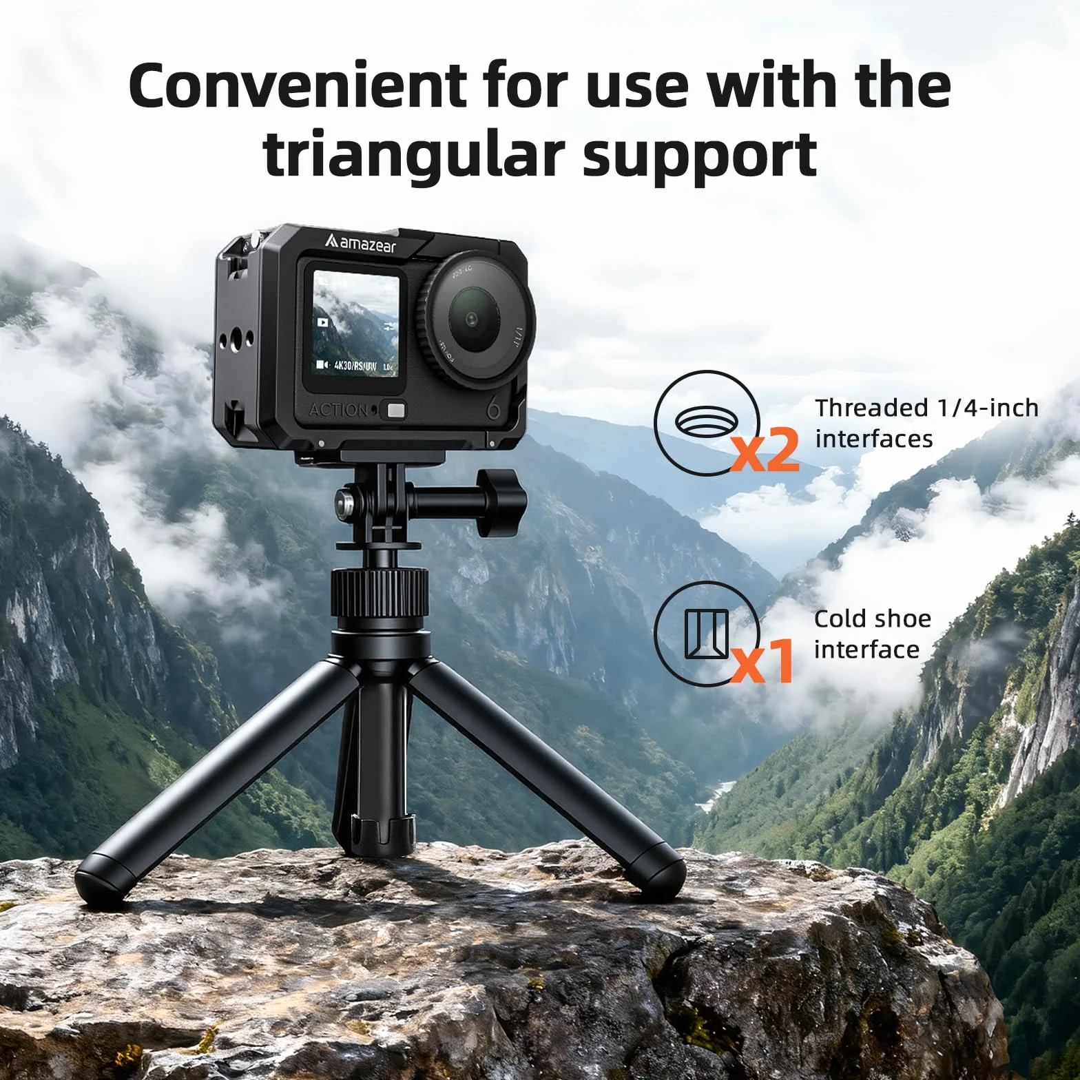 AMAZEAR Custodia protettiva in metallo per accessori DJI Osmo Action 6, gabbia multifunzione Action6 Pro, Telaio di Protezione con Attacchi a Sgancio Rapido, DJI Cage Filettatura 1/4" & Copriobiettivo