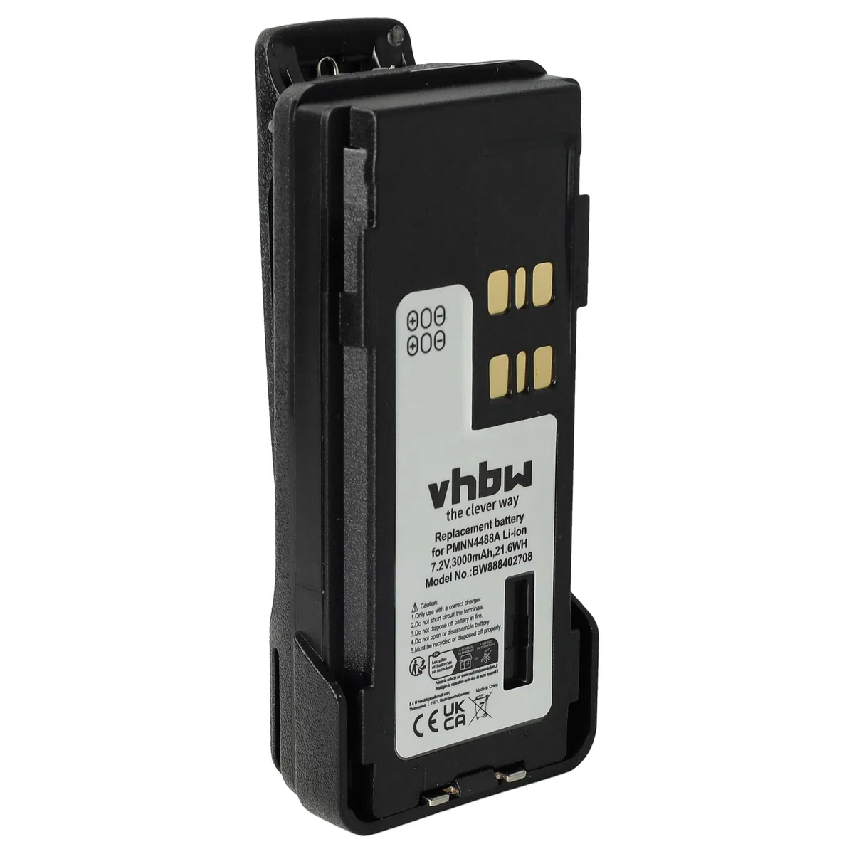vhbw batteria compatibile con Motorola XIR P6620, XIR P6600, DP4801e, DP4801 radio (3000mAh, 7,2V, Li-Ion) + clip