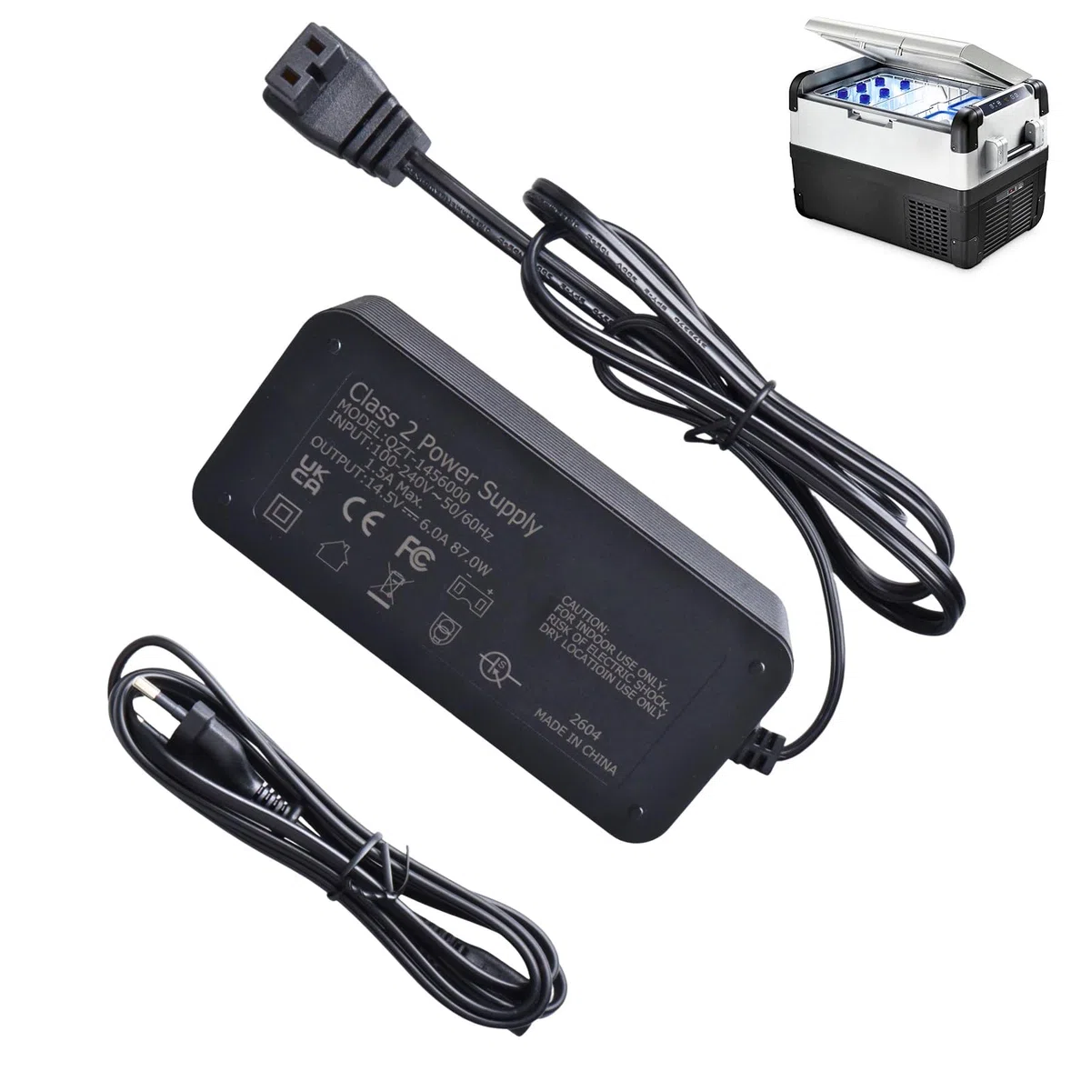 Alimentatore di rete per frigorifero, 14,5 V, 6 A, 87 W, compatibile con compressore Dometic CFX3 Waeco CDF-26 CFX-35 CF-50 Alpicool ARB ICECO, cavo di ricambio 100 V-240 V AC DC