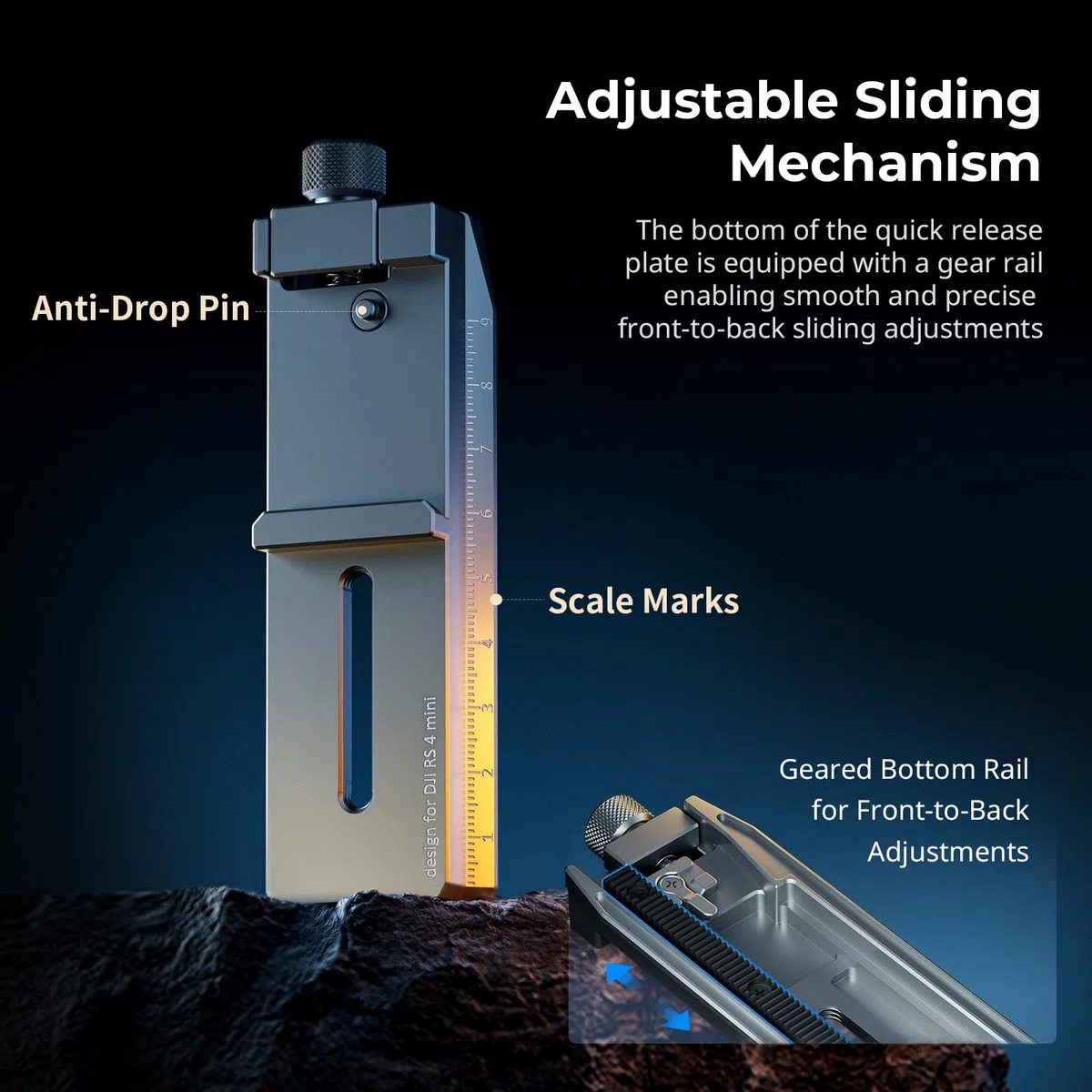 SMALLRIG Adattatore a sgancio rapido da 4,6 pollici per Arca-Swiss per DJI RS 4 Mini Gimbal, design anti-goccia e montaggio rapido - 5336