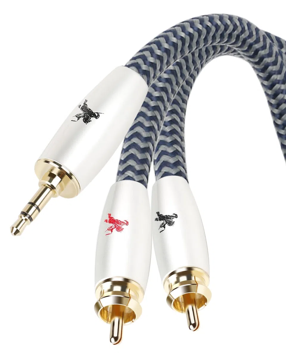 Impeto Cavo RCA Jack 3.5 mm alta qualità Adattatore Cavo Y Audio Jack 3,5 mm Maschio a 2 RCA to Jack 3.5 Stereo per TV MP3 DVD Amplificatore Altoparlante Smartphone Tablet -3,0 m