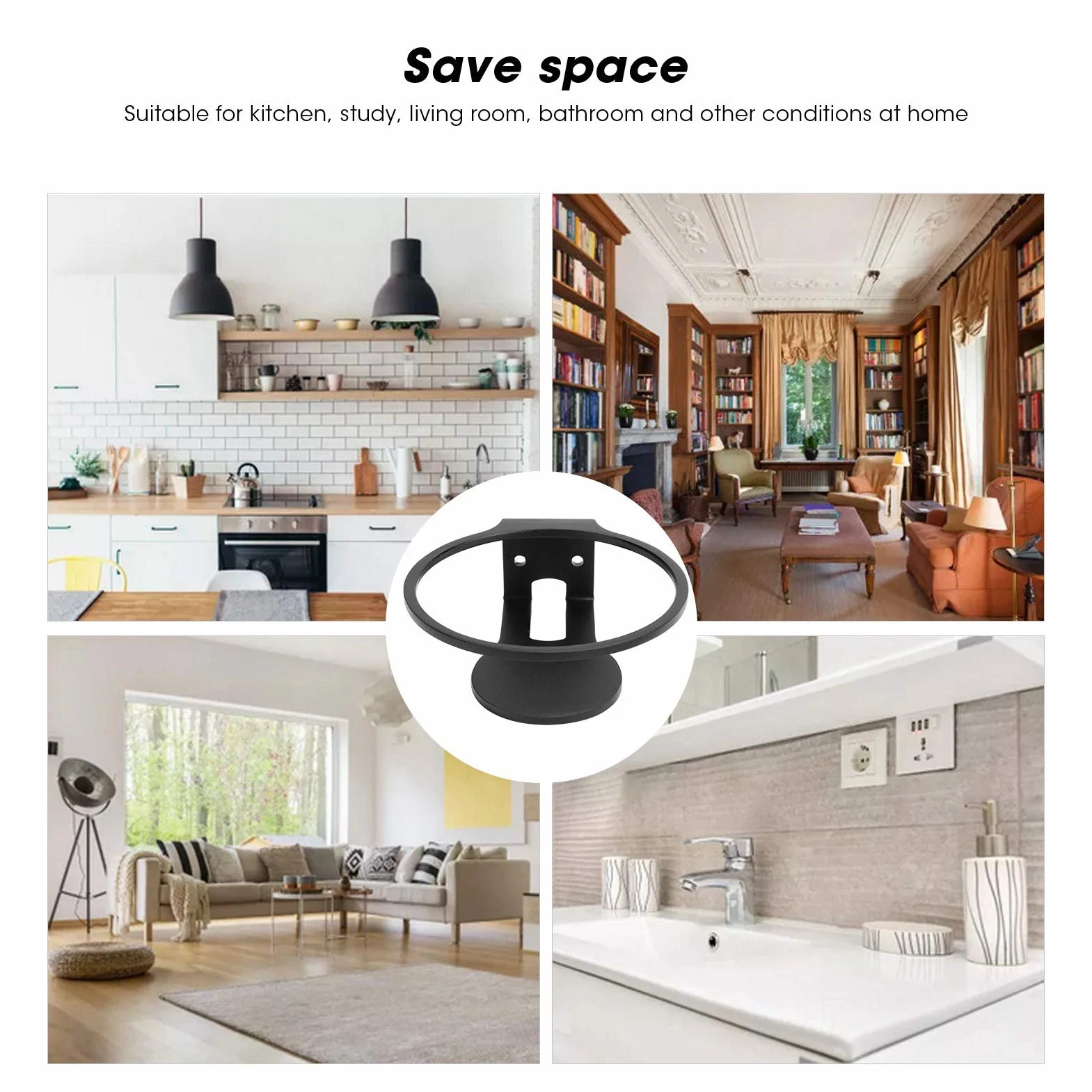 KIKYO Homepod Mini Supporto da Parete, Robusto Supporto da Parete per Altoparlante per Homepod Mini, Supporto per Homepod Salvaspazio Stabile con Facile Installazione per Cucina Bagno(Nero)