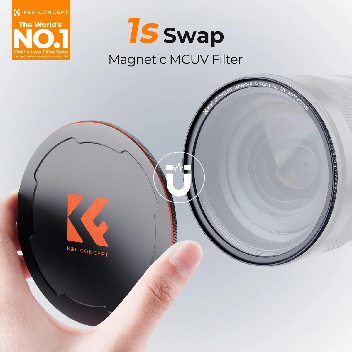 K&F CONCEPT Nano-Xcel 49mm Magnetico Filtro di Protezione, Filtri UV con Copriobiettivo Magnetico, UV Filter in Vetro Ottico con 28 Strati Nano Rivestimenti