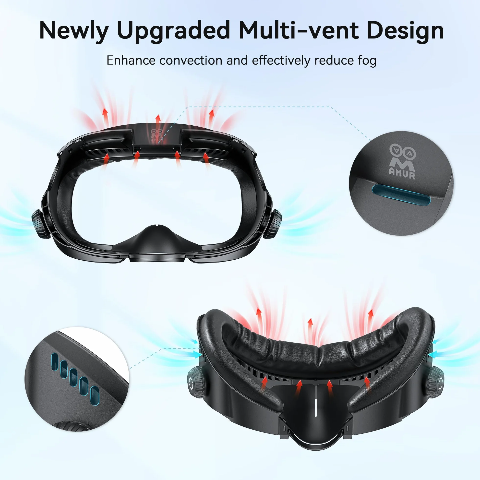 AMVR FC4 Interfaccia facciale aggiornata compatibile con gli accessori Q3, con manopola regolabile, con cuscino facciale in PU e cotone traspirante in seta di ghiaccio (migliore per l
