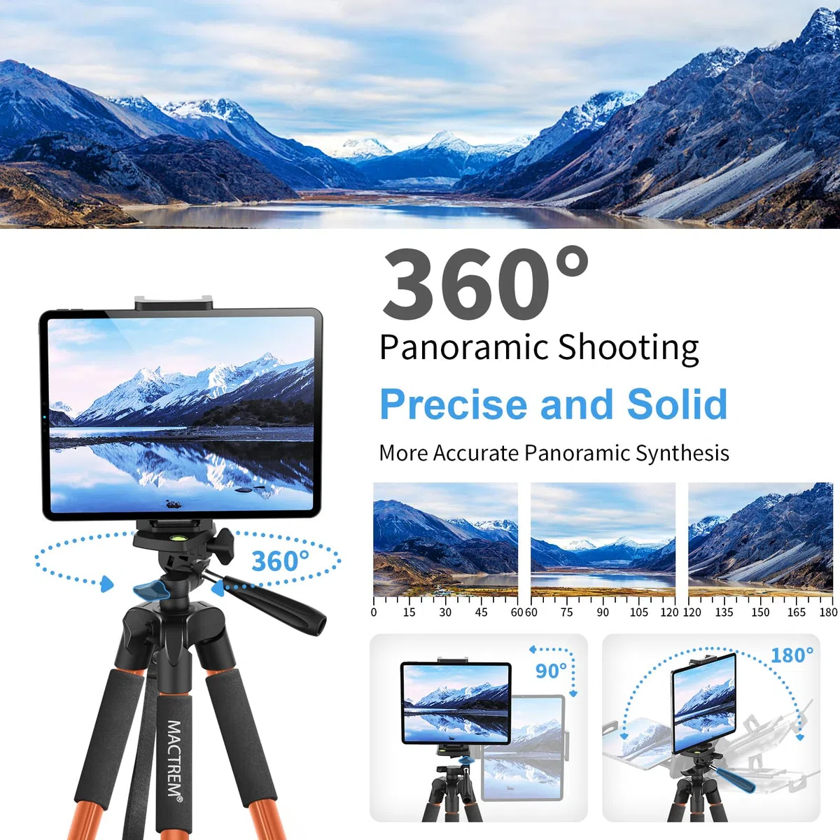 Treppiede Smarthphone, Nuovo 165cm/65in Treppiedi Fotocamera Cavalletto Smartphone per iPhone/Samsung/Huawei/iPad/Reflex, Cavalletto Telefono con Supporto Telefono e Telecomando Bluetooth,Arancio