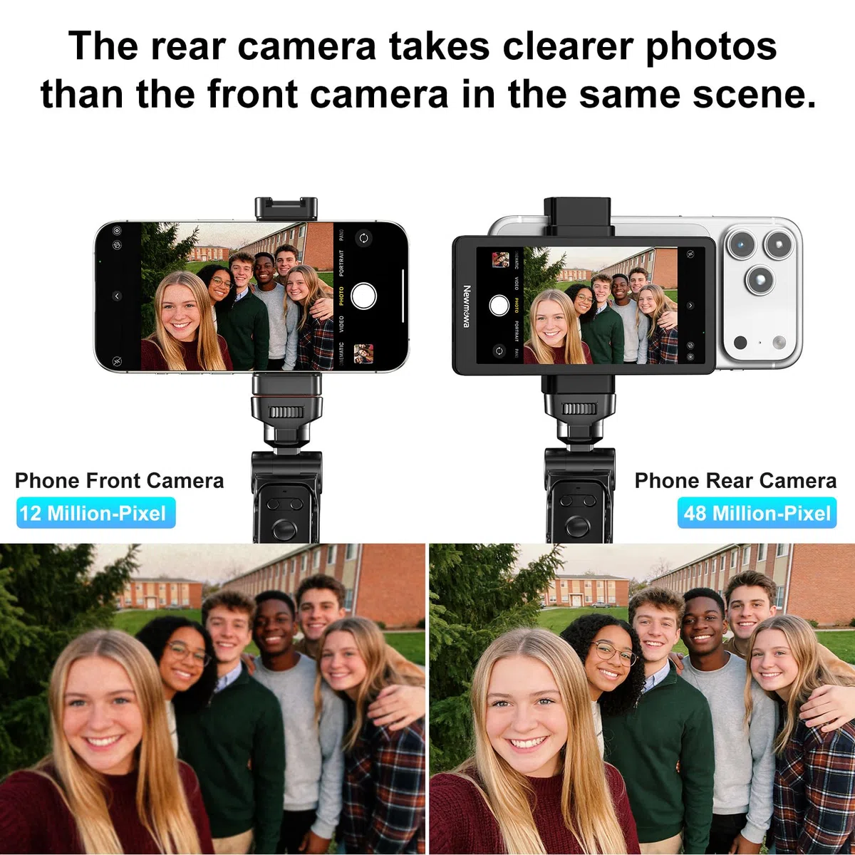 Newmowa 4.95" Schermo Monitor per Selfie Vlog per Telefono, Accessorio per Fotocamera Posteriore per Teleprompter LiveStream Selfie Vlog TikTok,Compatibile con iPhone(Support 4K 30fps Wired Recording)