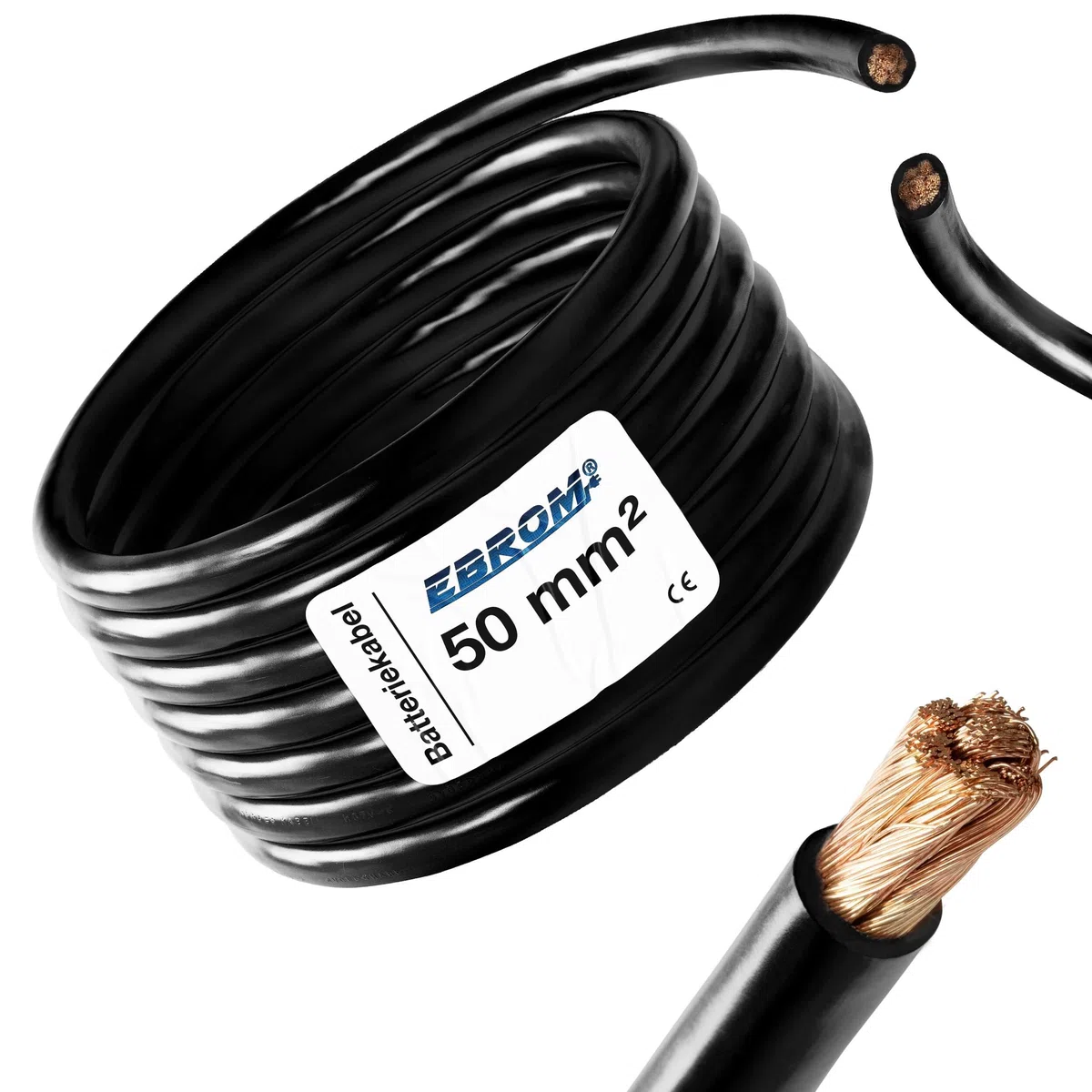 Cavo batteria 2 metri nero H07V-K 50 mm² – Cavo batteria – 99,9% rame OFC, 2 m (2M) 50 mm²
