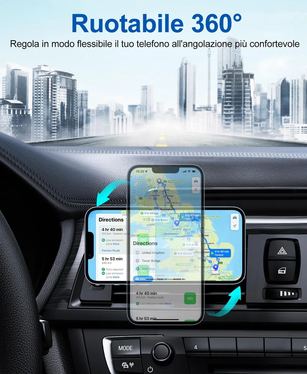 Beeasy Caricatore Wireless Auto Qi 15W- Ricarica Wireless Auto Rapida, Bracci di Auto-Bloccaggio, Supporto Telefono Auto Cruscotto per iPhone Samsung Huawei LG Ecc