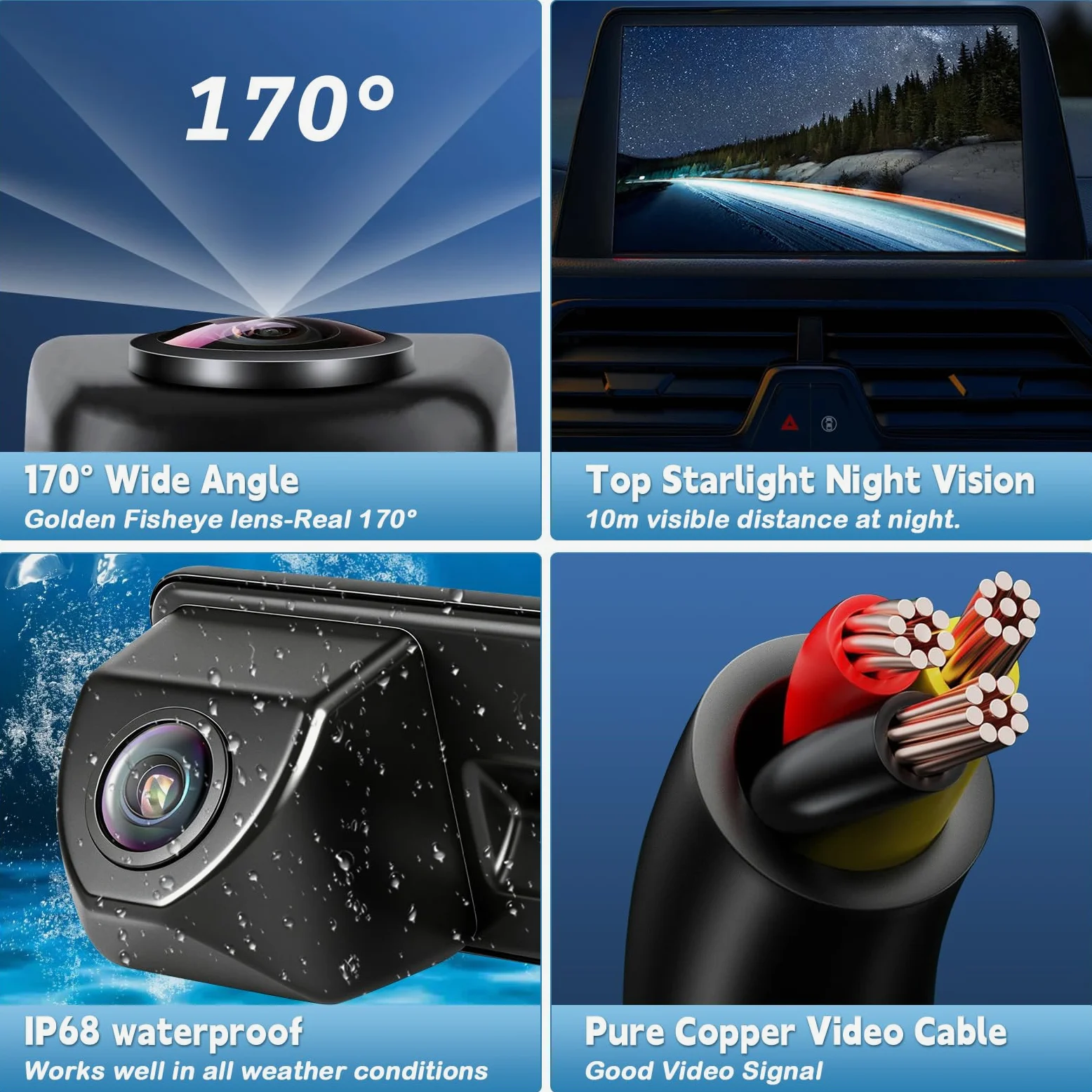 HD 1080P Telecamera Posteriore per Auto Sostituzione per Skoda Fabia Audi A1 A3 2012-2015 Yeti Superb Roomster 2010-2016, 170 Gradi Telecamera per Visione Notturna Grandangolare per Auto